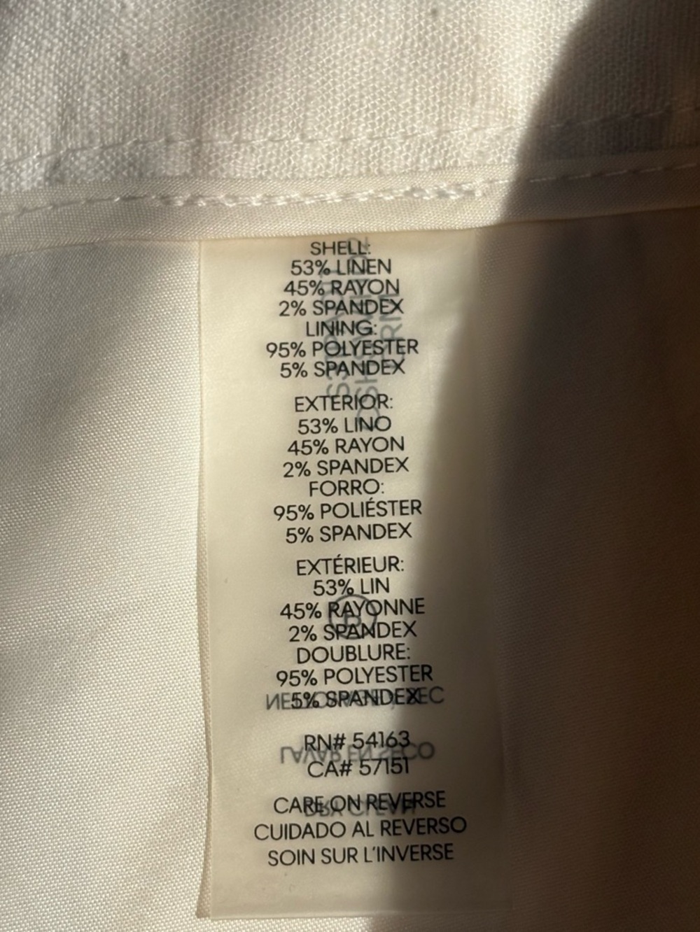 Calvin Klein Linen Blend Preppy Pleated Cream Pants Women's Size 10 - Picture 6 of 6